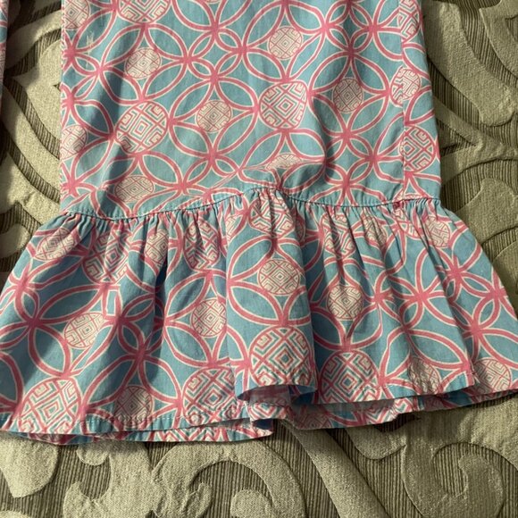 Mud Pie Pajama Bottom Lounge Pants with Ruffle Drawstring Size Medium Pink Blue - Picture 6 of 7
